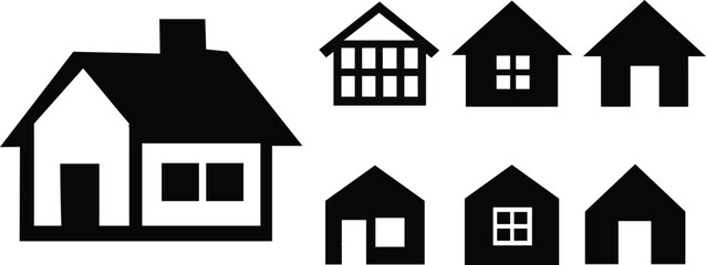 House Icon Set - Vector Home and Building Illustrations in Diverse Styles