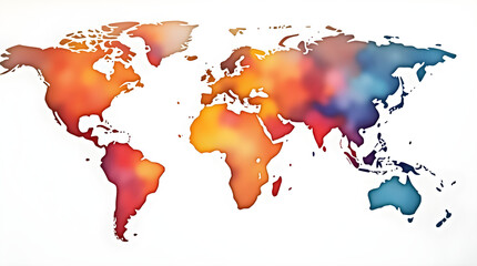Obraz premium Colorful Vibrant Watercolor Abstract World Map Painting Earth Art Travel