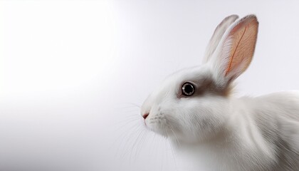 Obraz premium white rabbit portrait on white background