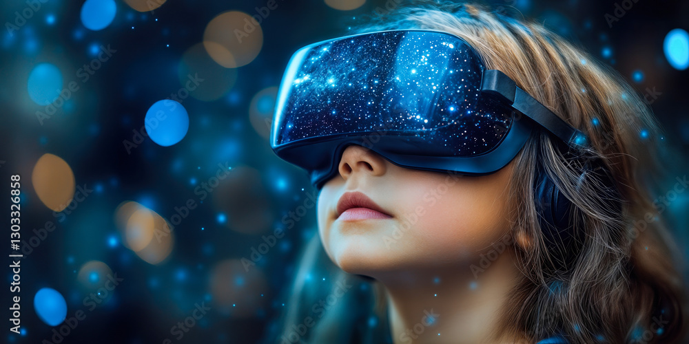 Aufkleber ai-powered virtual reality in edtech: young child explorers immersive learning with interactive head