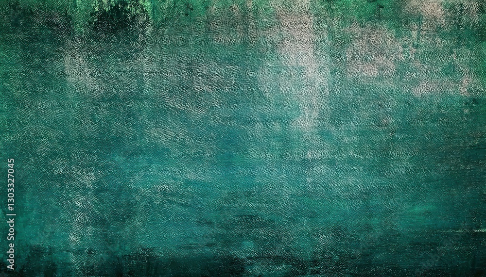 Poster textured emerald green grunge background with rough canvas pattern, abstract vintage backdrop for de