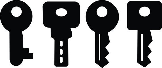 Key Icons Set Solid | Security, Lock & Access Symbols | Vector Silhouette