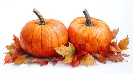 Rustic pumpkins with dried leaves background high resolution hd photo
