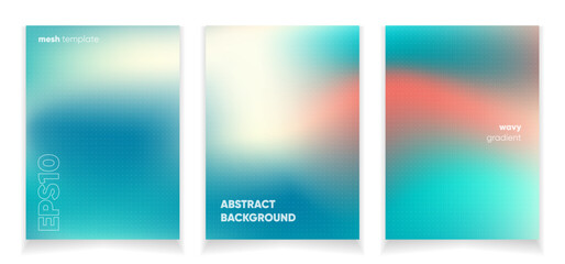 Abstract pink white blue colors liquid background card set with gradient mesh. Blurred fluid colorful background. Modern design template for web covers, ad banners, posters, brochures etc.