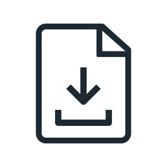File download line icon, receiving document with arrow - vector