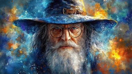 Naklejka premium wizard clipart watercolor illustration detailed artistic graphic illustration