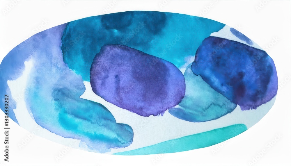 Aufkleber abstract watercolor painting of three overlapping blue and purple circles with fluid gradients for m