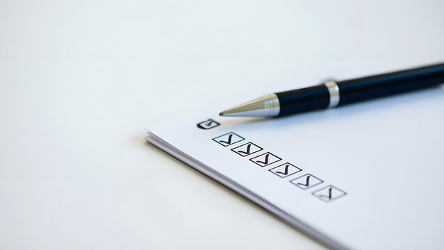 a close-up shot of a checklist and a pen, symbolizing planning, or completing tasks