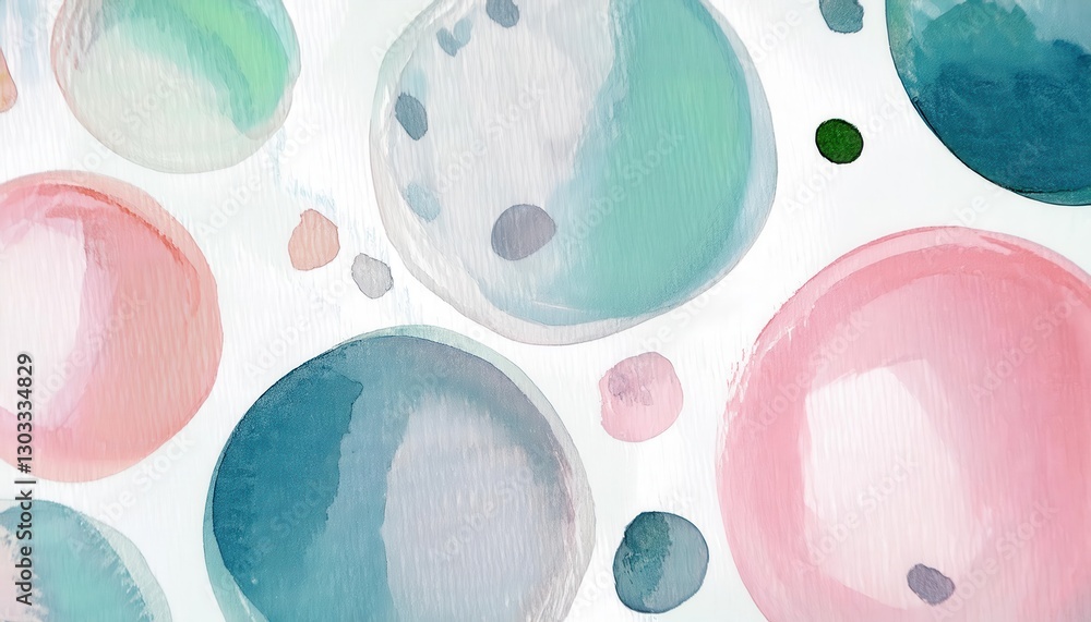Poster soft pastel watercolor circles abstract background with fluid texture, artistic pattern for modern w