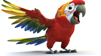 Naklejka premium A colorful parrot is standing on a white background. generated using AI