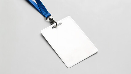 Blank identification card with black lanyard.