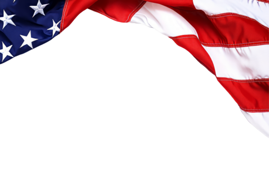 American Flag Border On Black. United States Patriotic Symbol, Waving Corner. Independence, Memorial, Labor Day Design.