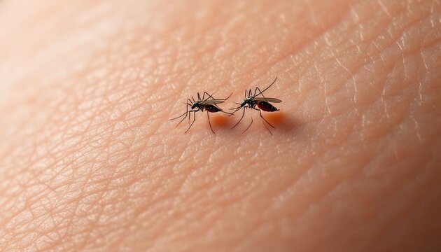 Mosquitoes Biting Human Skin_ Close-up, Insect Bites