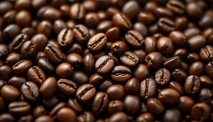 Obraz premium Coffee Beans Close-Up_ Fresh Roasted Aromatic Coffee