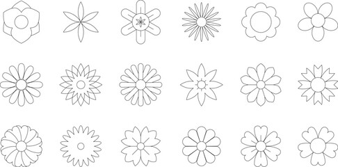 Flower icon. Flower icons set isolated on white background. Flower bouquet icon, bouquet icon, botanical icon, simple flower icon, flower line icon. Flowers vector elements collection. Floral icon set