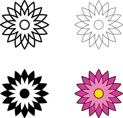 Flower icon. Flower icons set isolated on white background. Flower bouquet icon, bouquet icon, botanical icon, simple flower icon, flower line icon. Flowers vector elements collection. Floral icon set