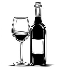 wine bottle and glass