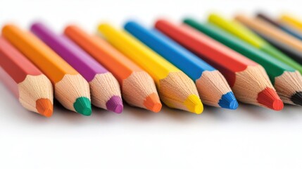 Vibrant Color Pencils Arranged in a Beautifully Colorful Row