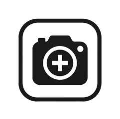 Obraz premium Add picture icon vector in black color with white background 