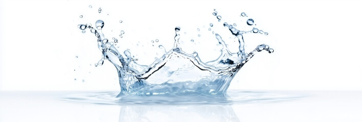 Minimalist Water Splash on White Background, Fresh and Clean Concept. Header Image, Header Photo materials.