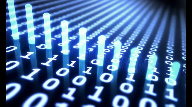 Blue digital binary code forms a tech pattern for global data communication