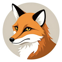 Obraz premium Stylized Portrait of a Thoughtful Fox with a Minimalist png Logo