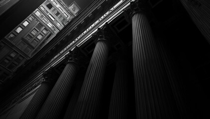 Urban Architecture Columns and Cityscape