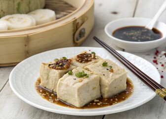 Stinky tofu in a white plate