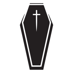 Obraz premium Solid Black Coffin Silhouette Vector Graphic for Dark and Gothic Designs
