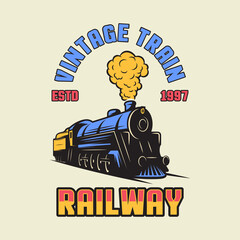 T-shirt vintage train vector design and emblem logo