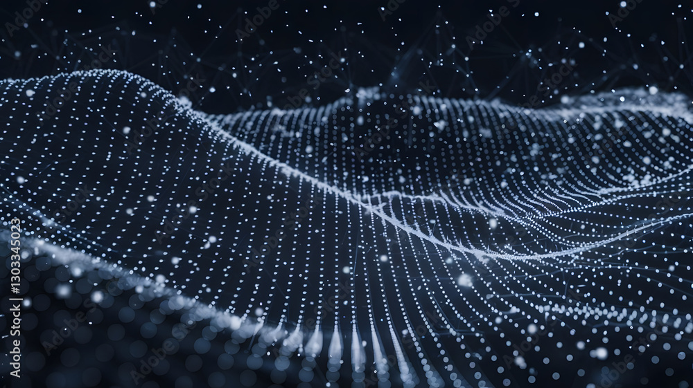 Poster digital abstract waves: a mesmerizing digital rendering of undulating waves formed by interconnected