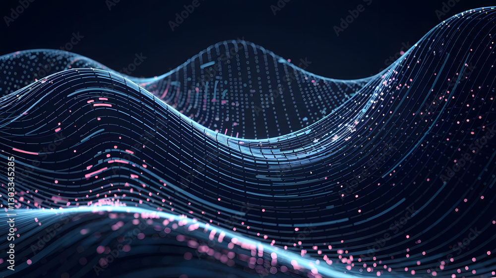 Poster digital waves: an abstract representation of digital waves, illustrating the flow of information and