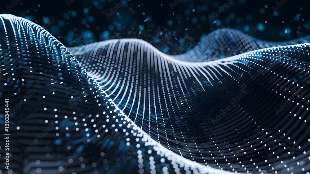 Aufkleber digital data landscape: a mesmerizing 3d representation of data and connectivity, evoking the comple