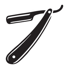Straight Razor Silhouette Vector Icon for Barber Shop Design Concepts