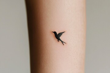 Tiny bird tattoo on arm, freedom symbol, simple design, can be used for art