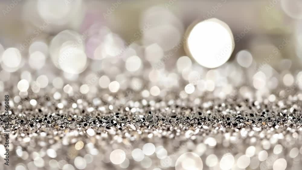 Poster discovering the allure of shimmering silver glitter under soft light in a mesmerizing abstract backg