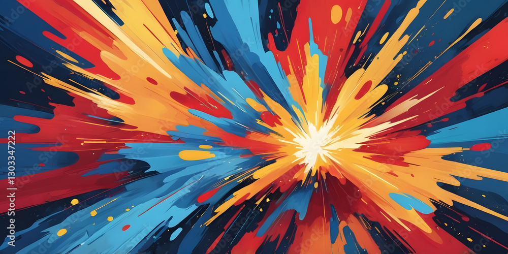 Poster abstract explosion of colors: a dynamic explosion of vibrant colors radiates outwards from a central