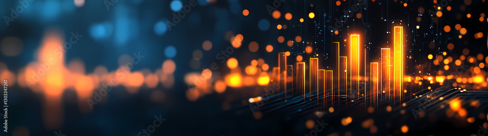 Poster digital cityscape of progress: a stunning visual of a neon-lit cityscape rendered in a vibrant displ