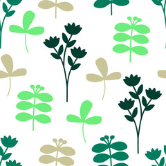 A seamless pattern with boho spring leaves