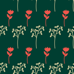 A seamless pattern with boho spring leaves