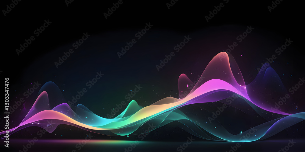 Poster abstract sound waves: captivating display of vibrant, colorful sound waves, dynamically flowing and 