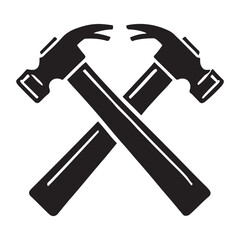 Crossed Hammer Tools Silhouette Construction And Building Icon Image