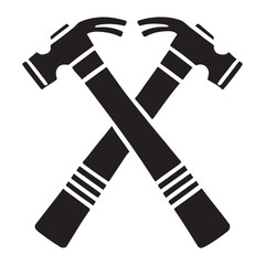 Crossed Hammers Vector Illustration Symbolizing Construction and Carpentry