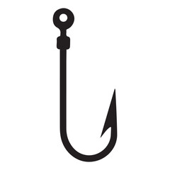 Fishing Hook Vector Silhouette Image for Angling and Hobby Concepts