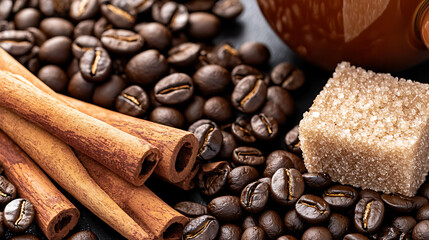 A cup of coffee with sugar and cinnamon on top of it. generated using AI