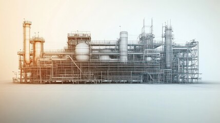 Fototapeta premium Industrial refinery plant 3D model.
