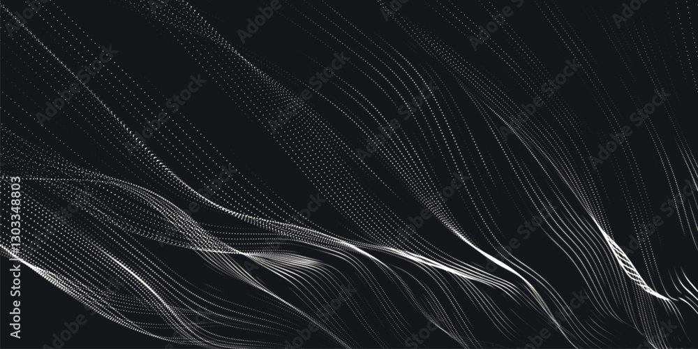 Poster dynamic wave of glowing dots. futuristic dot wave of bright particles. weave effect. futuristic back