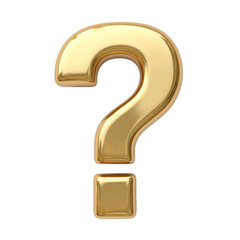Luxurious golden 3D question mark gleaming under soft light radiating elegance on a white backdrop