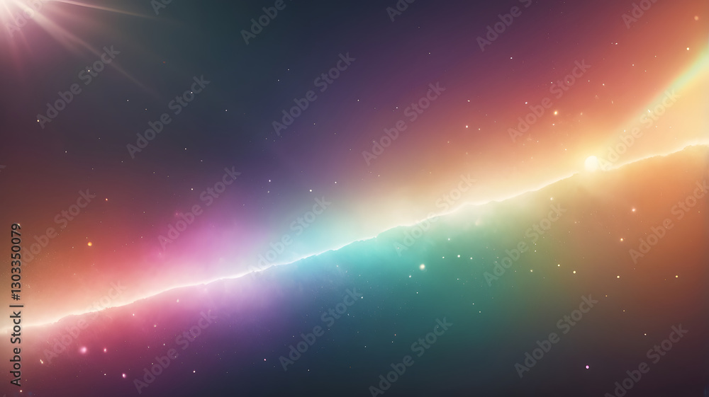 Poster celestial spectrum: a mesmerizing and vibrant display of cosmic colors, featuring a spectrum of rain