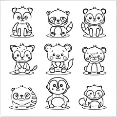 character, animal, cute, vector, cartoon, illustration, happy, design, baby, graphic, set, funny, adorable, zoo, art, collection, giraffe, isolated, background, child, lion, bear, children, wild, fun,